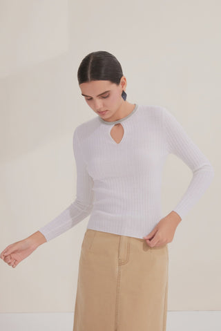 Wool Ribbed Cutout Knit sweater - serathinan 