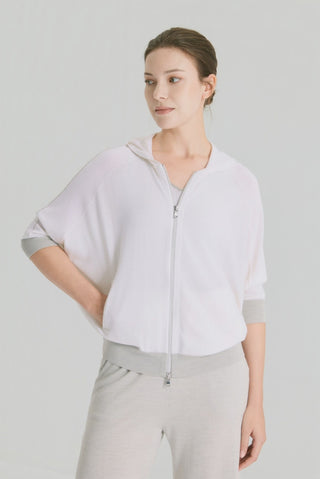 Wool Silk Blend Hooded Knit Cardigan - serathinan 