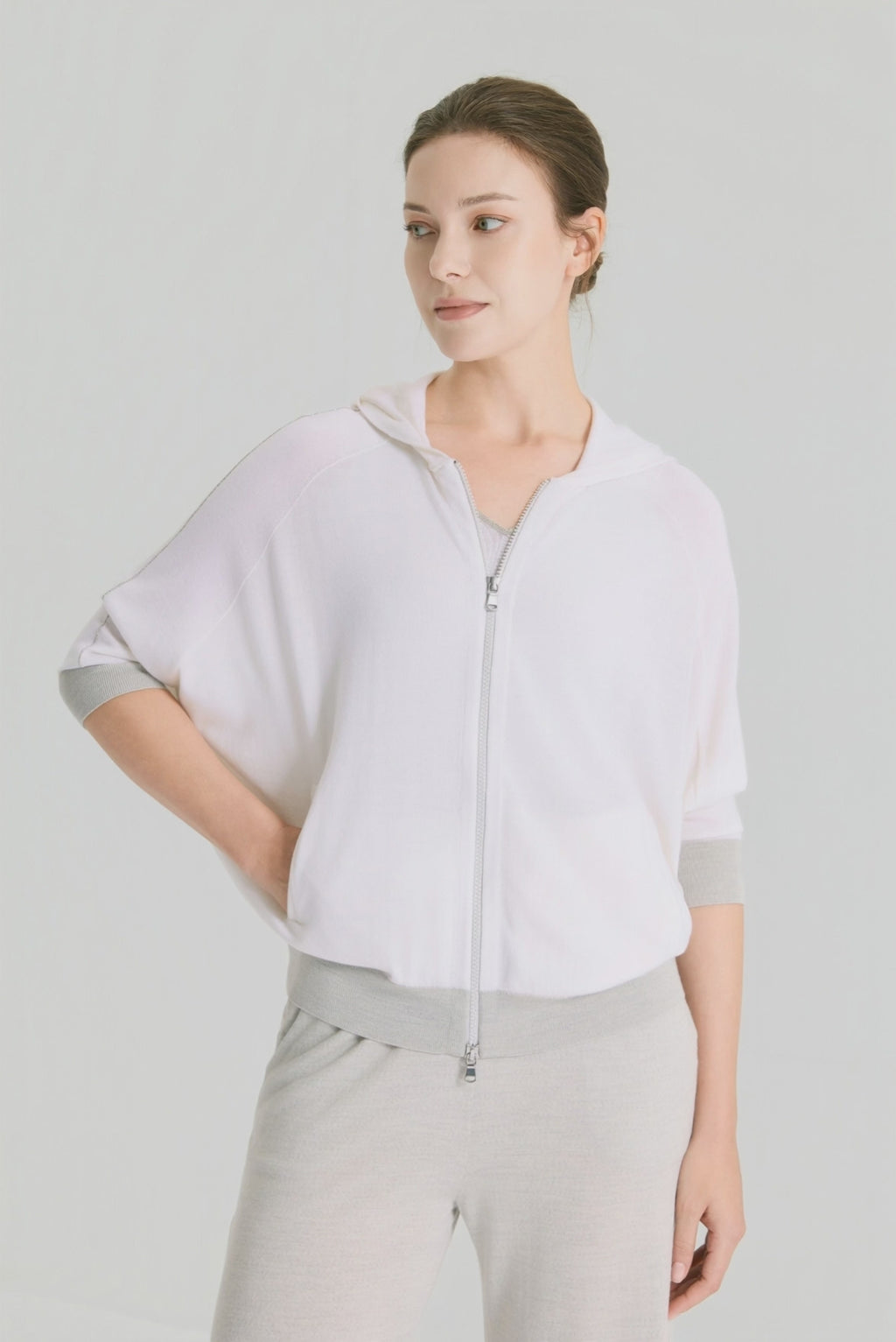 Wool Silk Blend Hooded Knit Cardigan - serathinan 