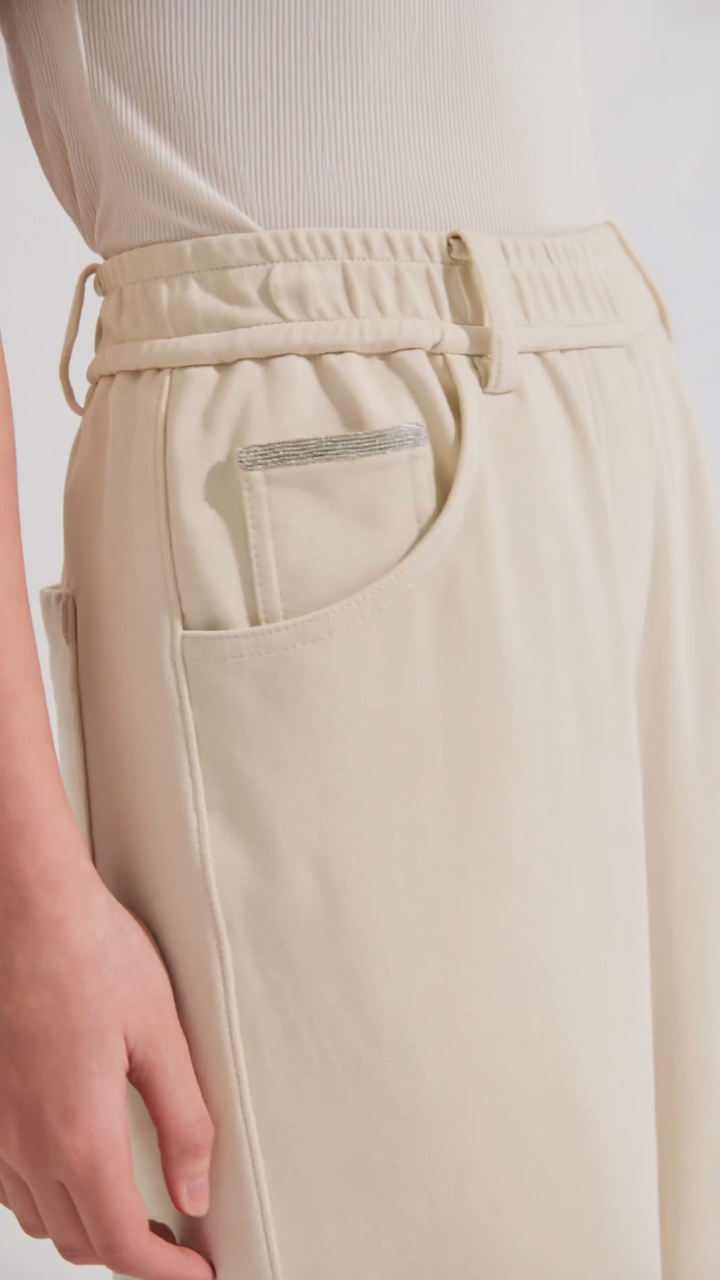 Cotton blend High-Waisted Relaxed Wide-Leg Pants - serathinan 
