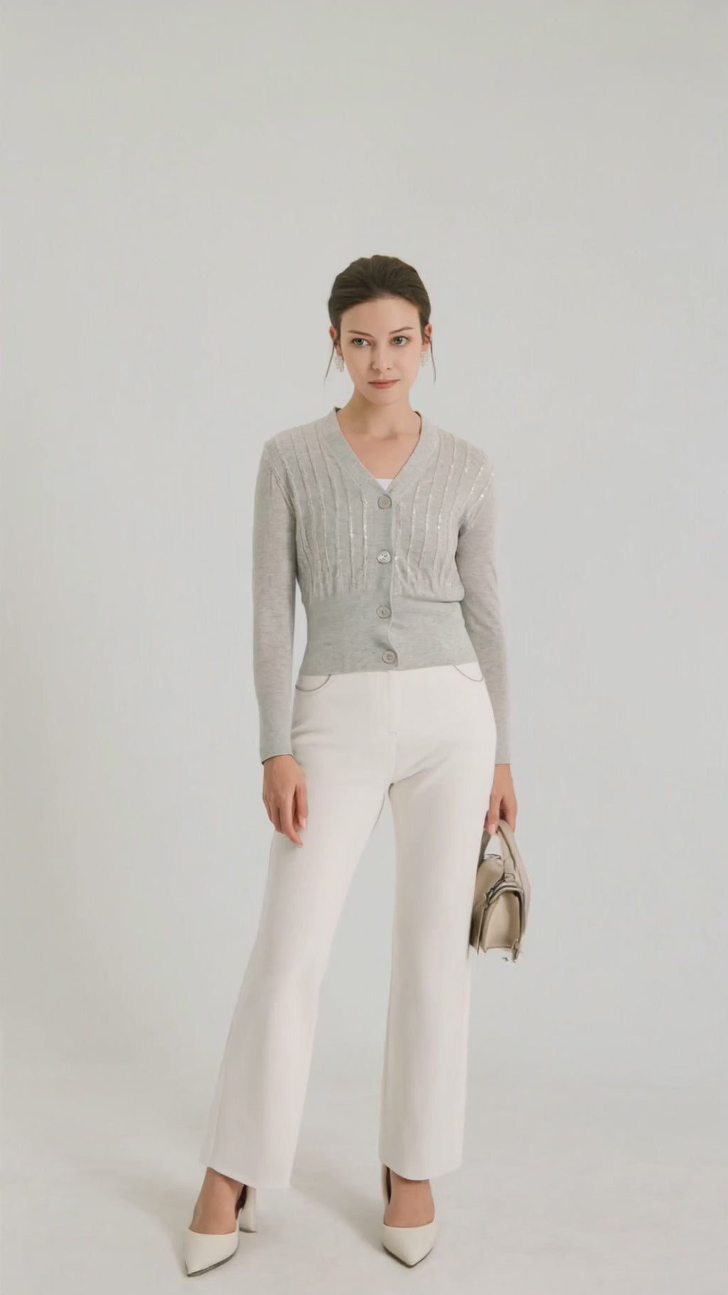 V-Neck Fitted Short Knit Cardigan - serathinan 