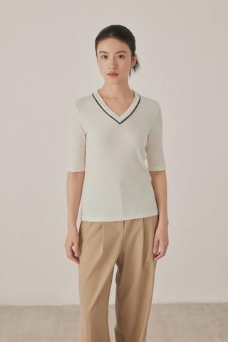 Tencel Wool Blend V-Neck Top - serathinan 