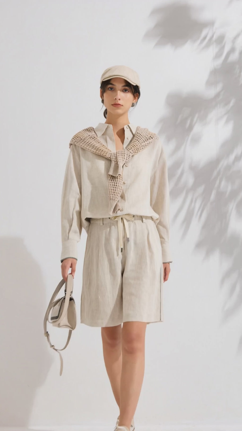 Relaxed Linen Shirt with Beaded Cuff Detail - serathinan 