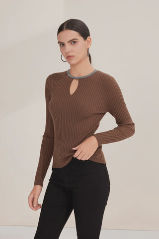 Wool Ribbed Cutout Knit sweater - serathinan 