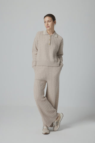 Wool Cable Knit Pants - serathinan 