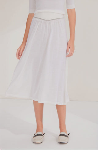 Wool Midi Skirt with Beaded Chain - serathinan 