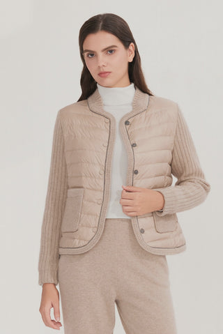 Cashmere Panelled Down Knit Jacket - serathinan 