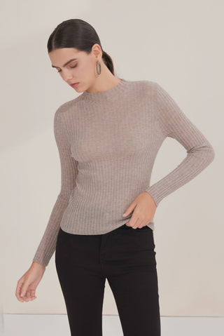 Wool Blend Ribbed Crewneck Pullover - serathinan 