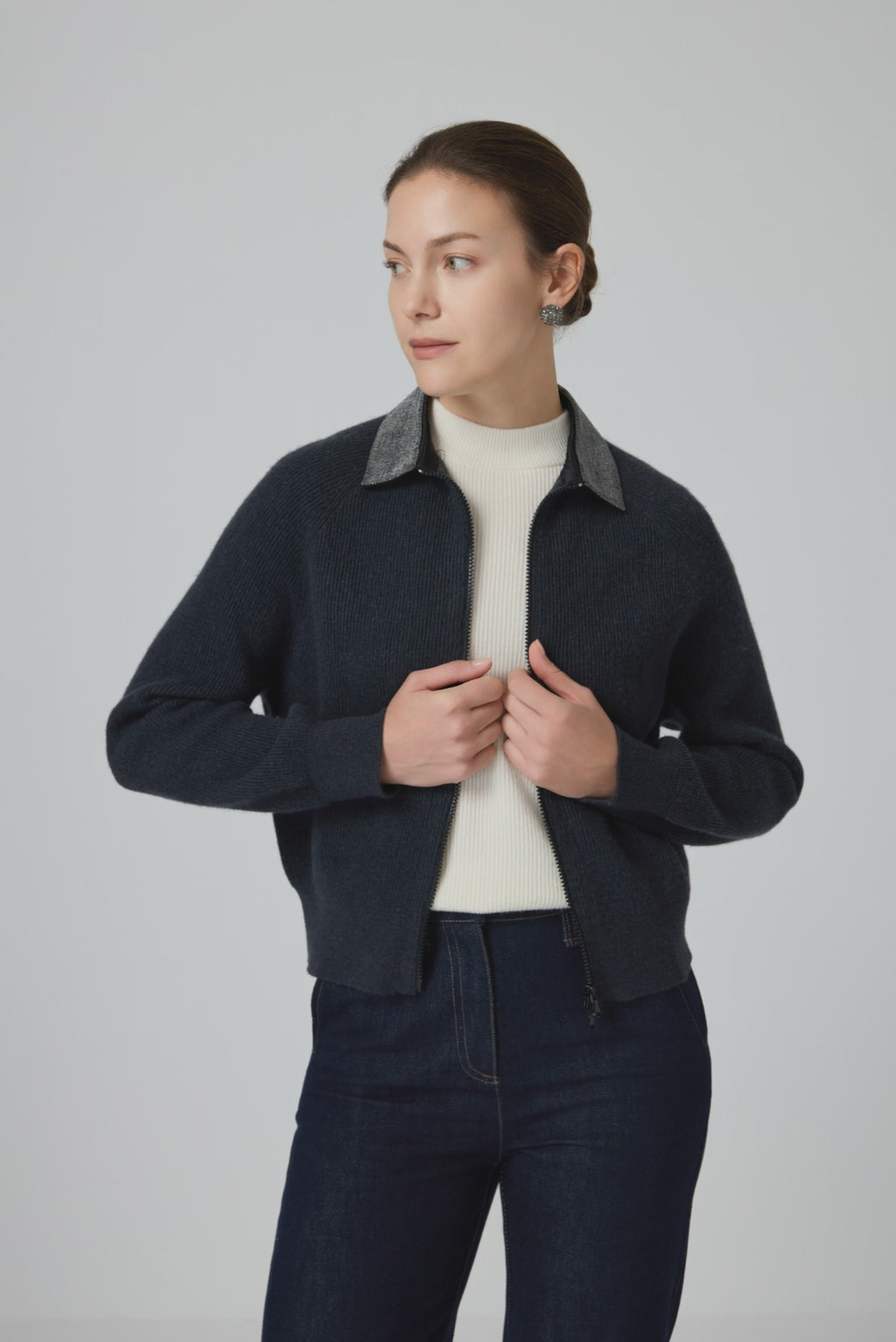 Wool Zip-Up Knit Jacket - serathinan 