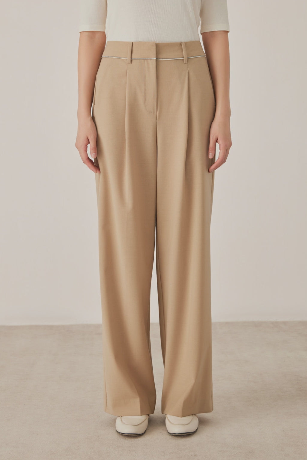 Australian Wool-Blend Wide-Leg Tailored Pants - serathinan 