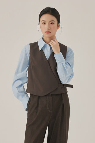 Wool-Blend Wrap Vest - serathinan 