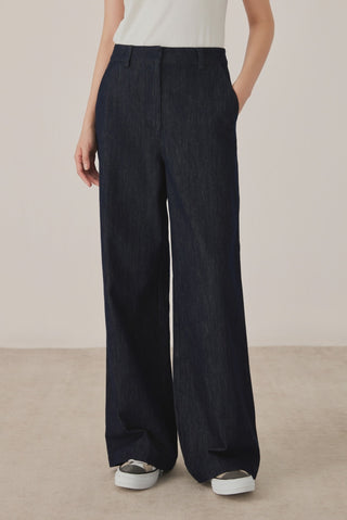 Cotton-Blend Wide-Leg Tailored Pants - serathinan 