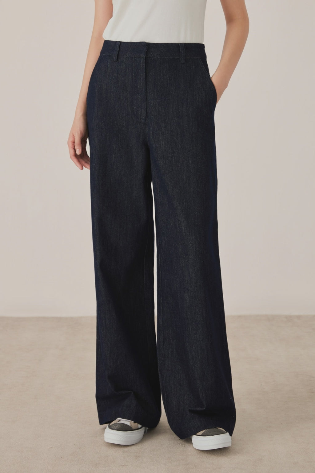 Cotton-Blend Wide-Leg Tailored Pants - serathinan 