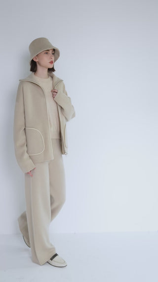 Wool and Cashmere Zip Jacket with Sheepskin Trim - serathinan 